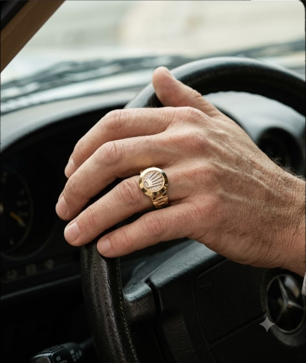 טבעת זאוס (Zeus Ring) – טבעת כתר מזהב 14K בשילוב זהב לבן