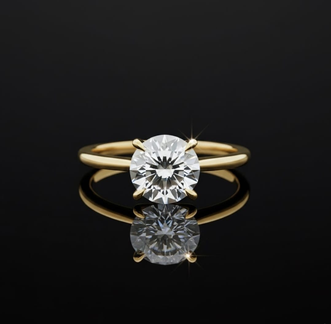 טבעת סוליטר 1 קראט יהלום מעבדה