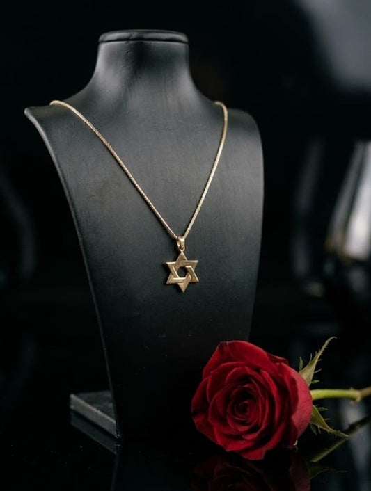 שרשרת ספיגה 55 ס"מ ותליון מגן דוד – זהב צהוב 14 קראט