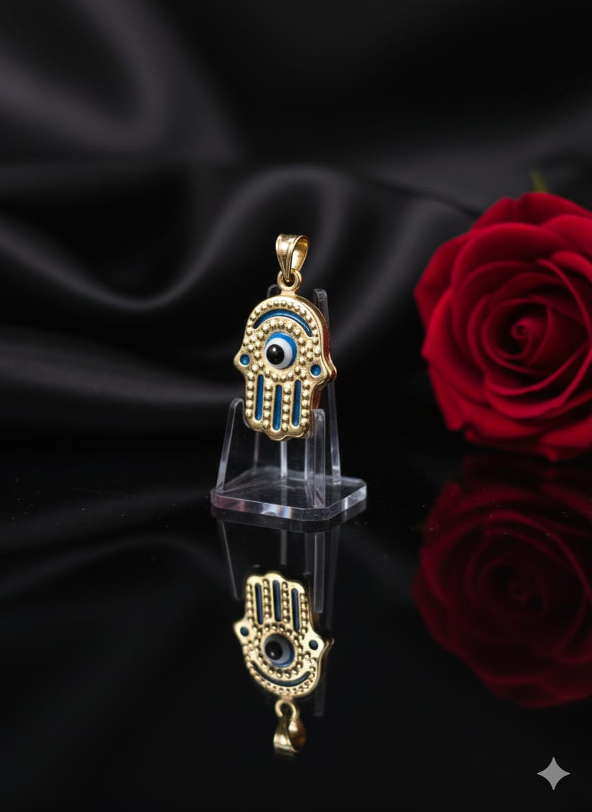 תליון זהב חמסה ספיר