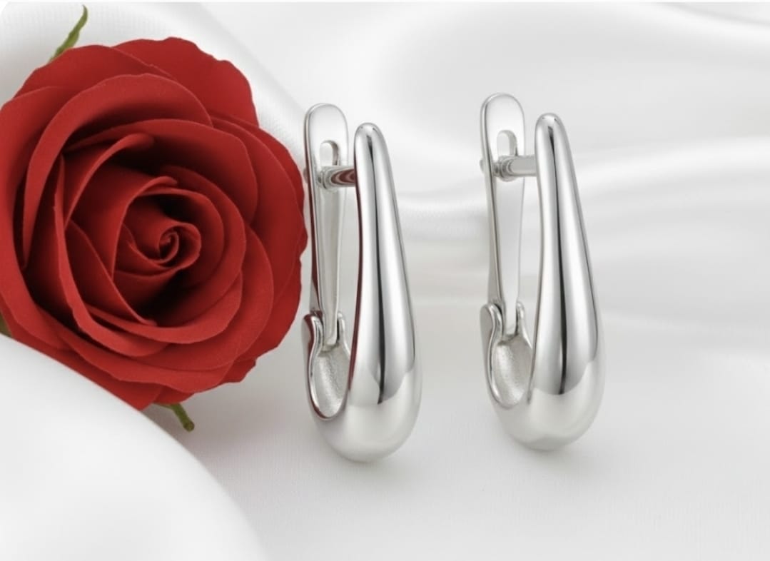 עגילי זהב אליפסה פנינה