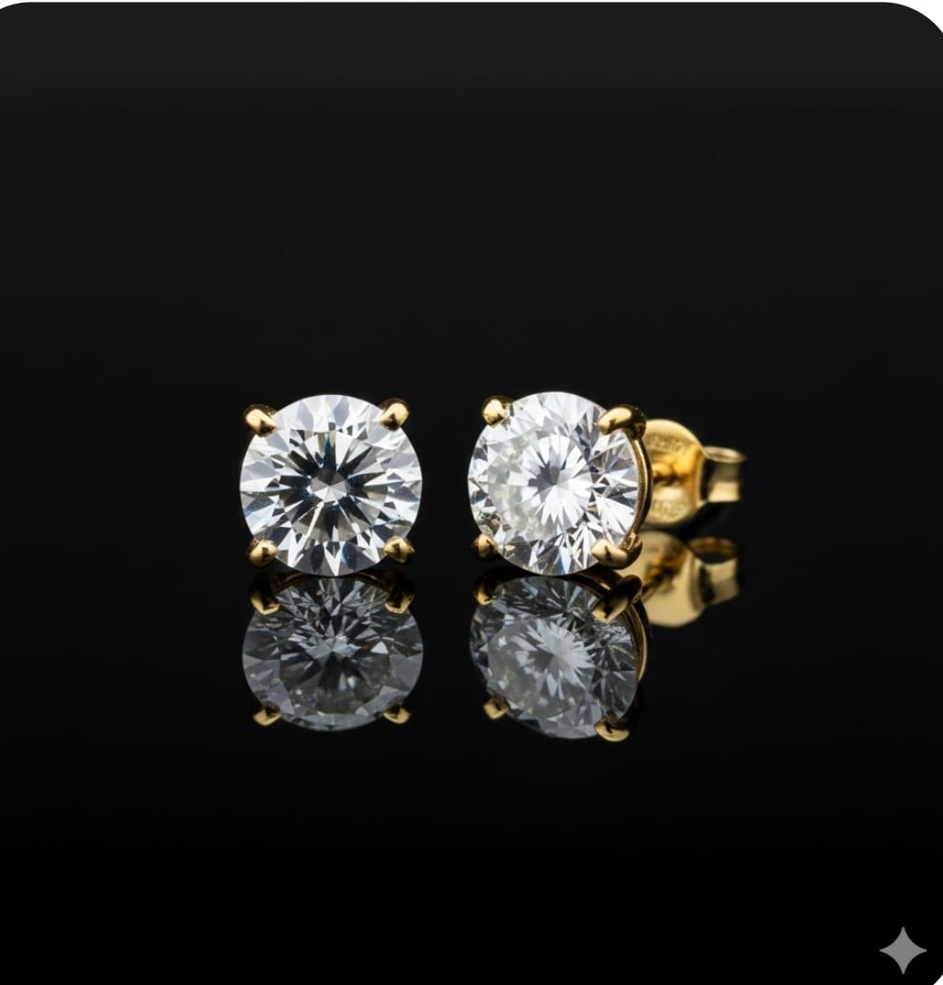 עגילי סוליטר יהלומי מעבדה – 2 קראט