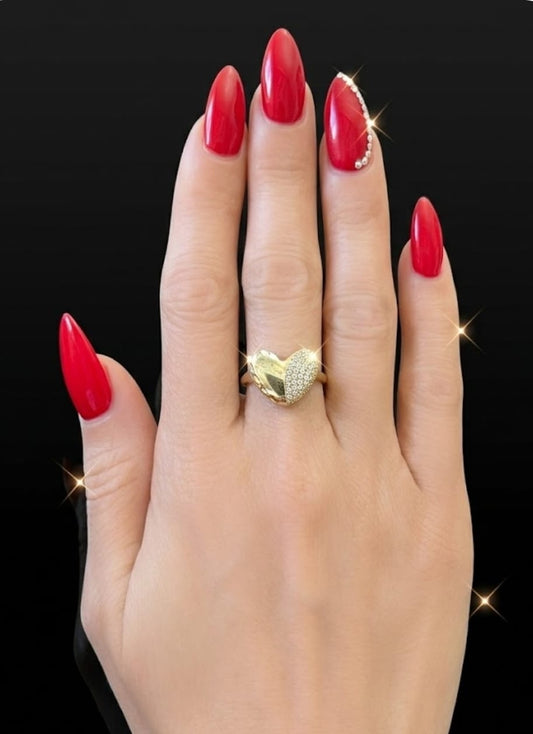 טבעת זהב חצי לב