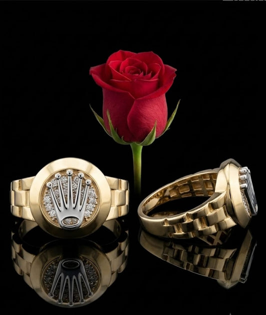 טבעת זאוס (Zeus Ring) – טבעת כתר מזהב 14K בשילוב זהב לבן
