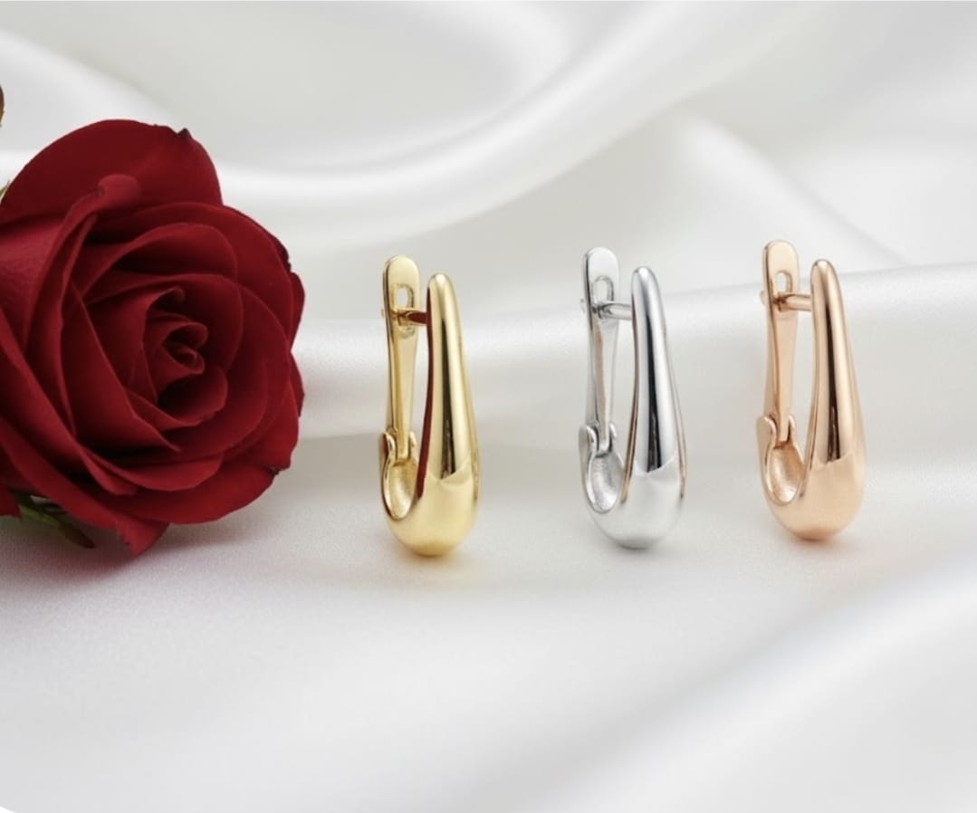 עגילי זהב אליפסה פנינה