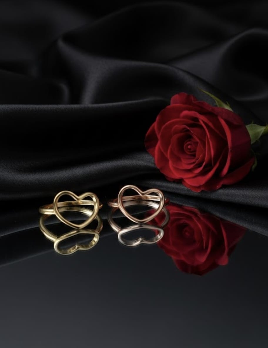 טבעת זהב לב