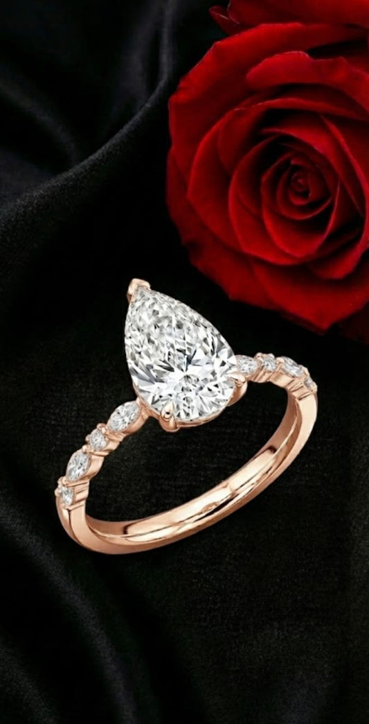 טבעת זהב עם יהלומי מעבדה קים