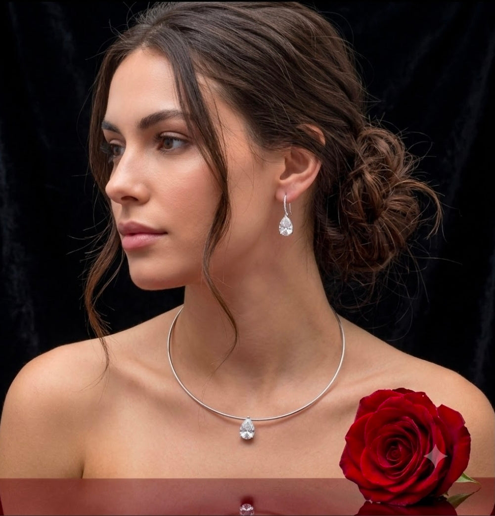 שרשרת אומגה עם יהלום מעבדה טיפה 1.5 קראט - יוקרה על זמנית
