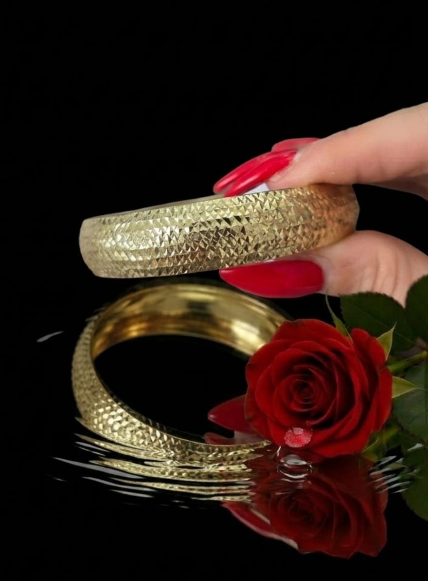 צמיד זהב 14K דגם זהבה פז – חריטת לייזר יוקרתית