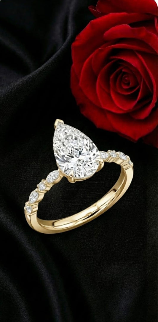 טבעת זהב עם יהלומי מעבדה קים