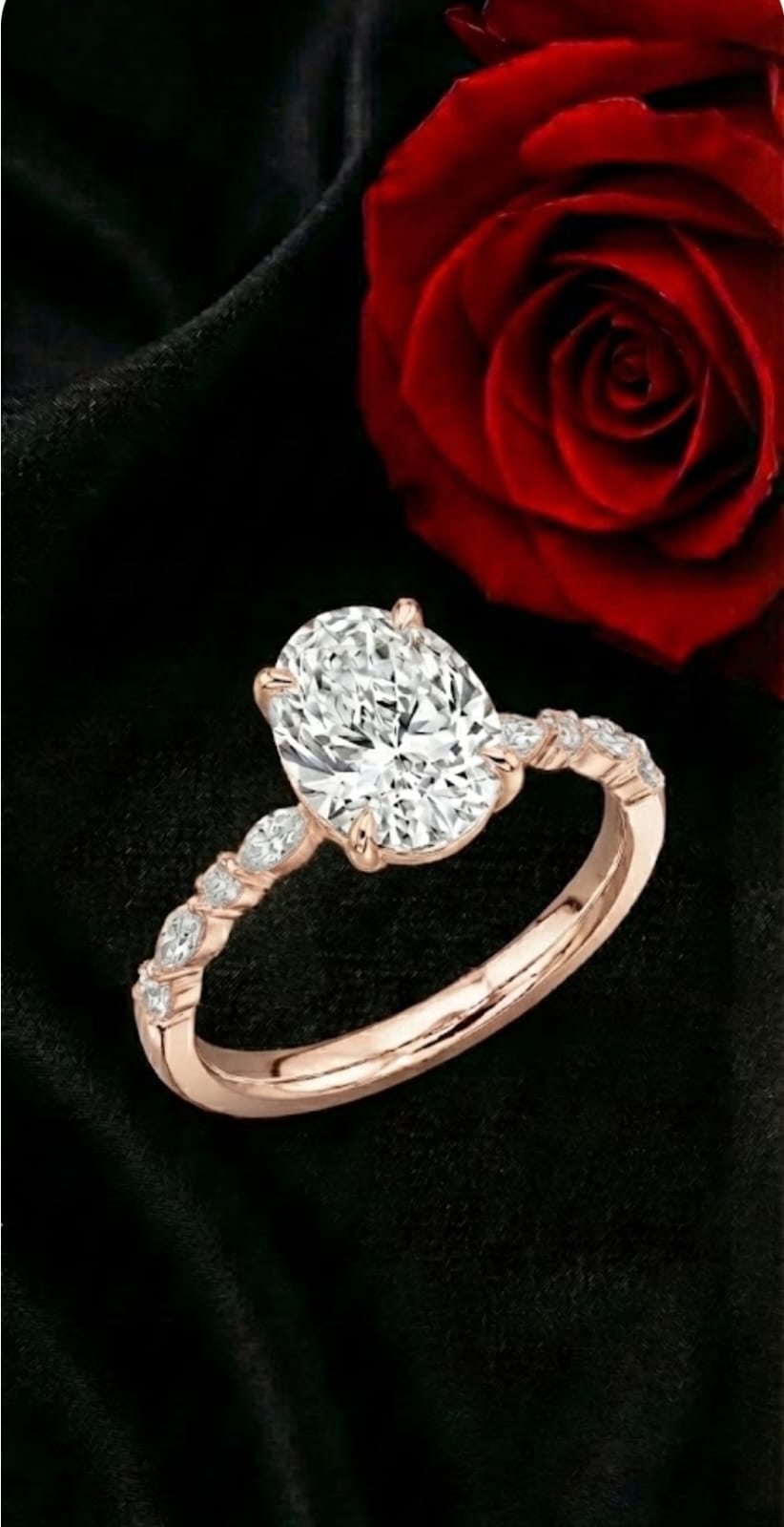 טבעת זהב עם יהלומי מעבדה אמנדה