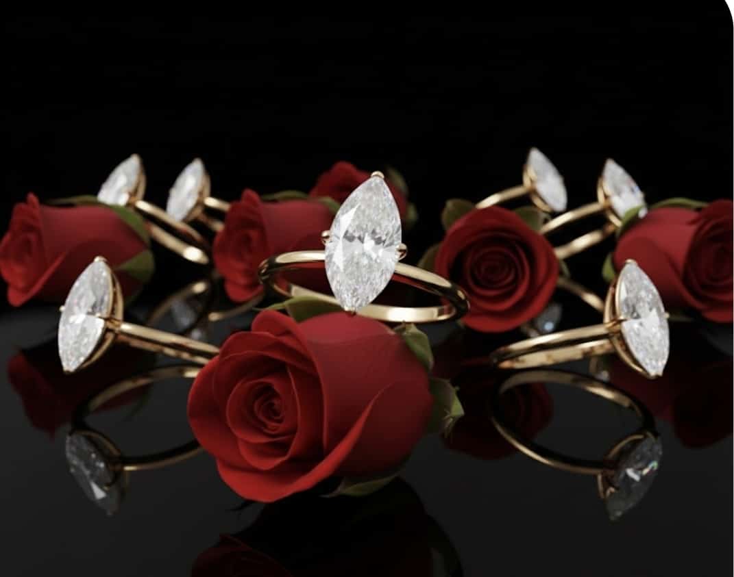 טבעת זהב עם יהלומי מעבדה ויקטוריה