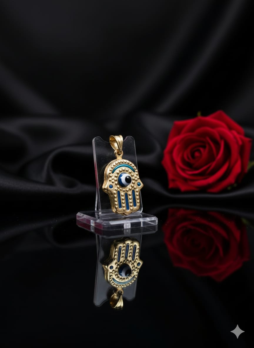 תליון זהב חמסה ספיר