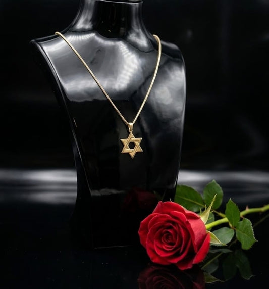 שרשרת ספיגה 55 ס"מ ותליון מגן דוד – זהב צהוב 14 קראט