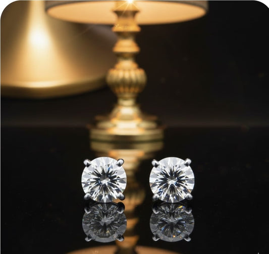 עגילי סוליטר יהלומי מעבדה – 4 קראט