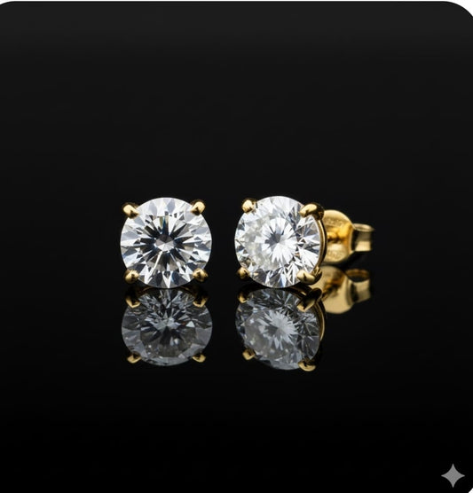 עגילי סוליטר יהלומי מעבדה – 4 קראט