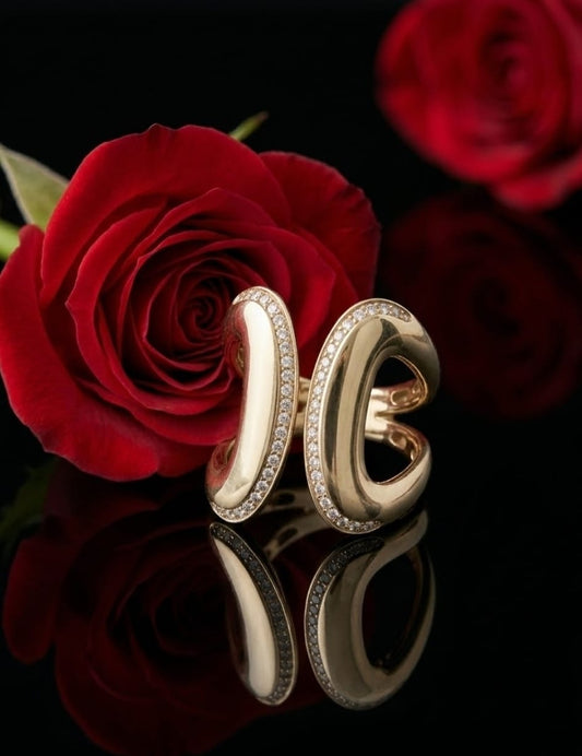 טבעת זהב חיבוק מוזהב