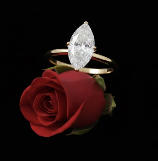 טבעת זהב עם יהלומי מעבדה ויקטוריה