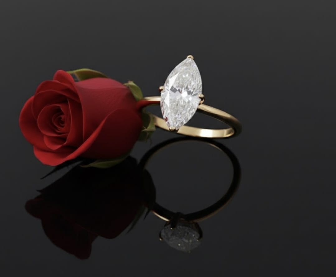 טבעת זהב עם יהלומי מעבדה ויקטוריה